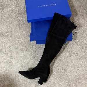 Stuart Weitzman Elegant Black Suede Over-the-Knee Boots